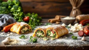 Strudel salato broccoli e salsiccia: sfoglia croccante, ripieno cremoso e filante