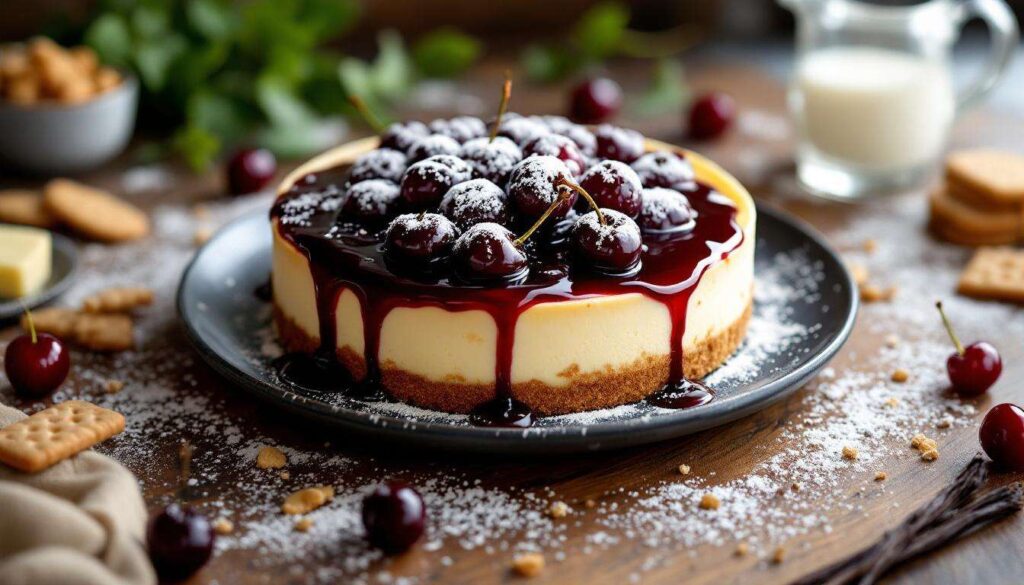 Avevo del formaggio spalmabile, ho pensato bene di fare una cheesecake con topping di ciliegie ed è una meraviglia