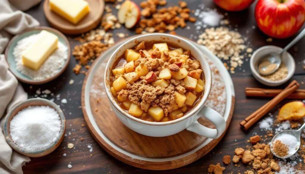 Apple crumble in tazza: il trucco per farlo croccante anche al microonde