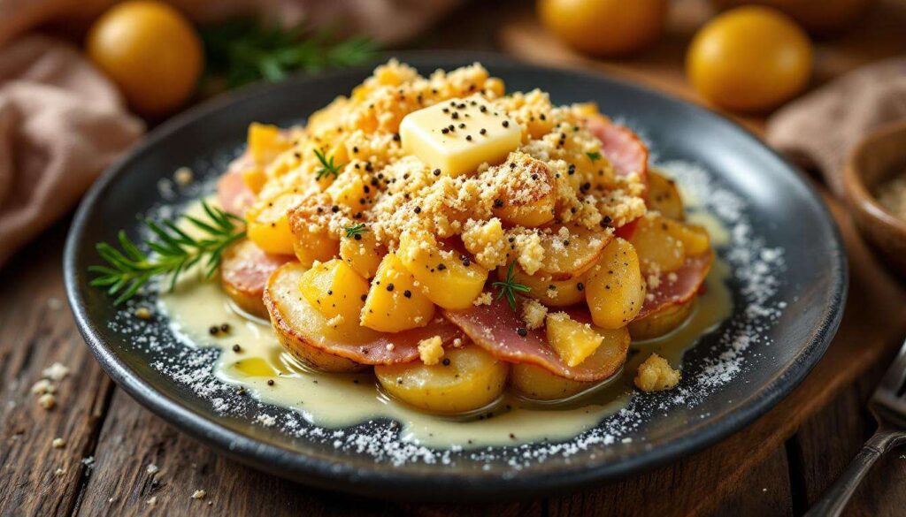 PATATE al FORNO con PROSCIUTTO con gratinatura croccante